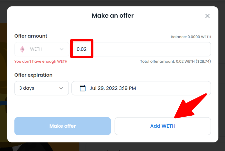 Input offer amount