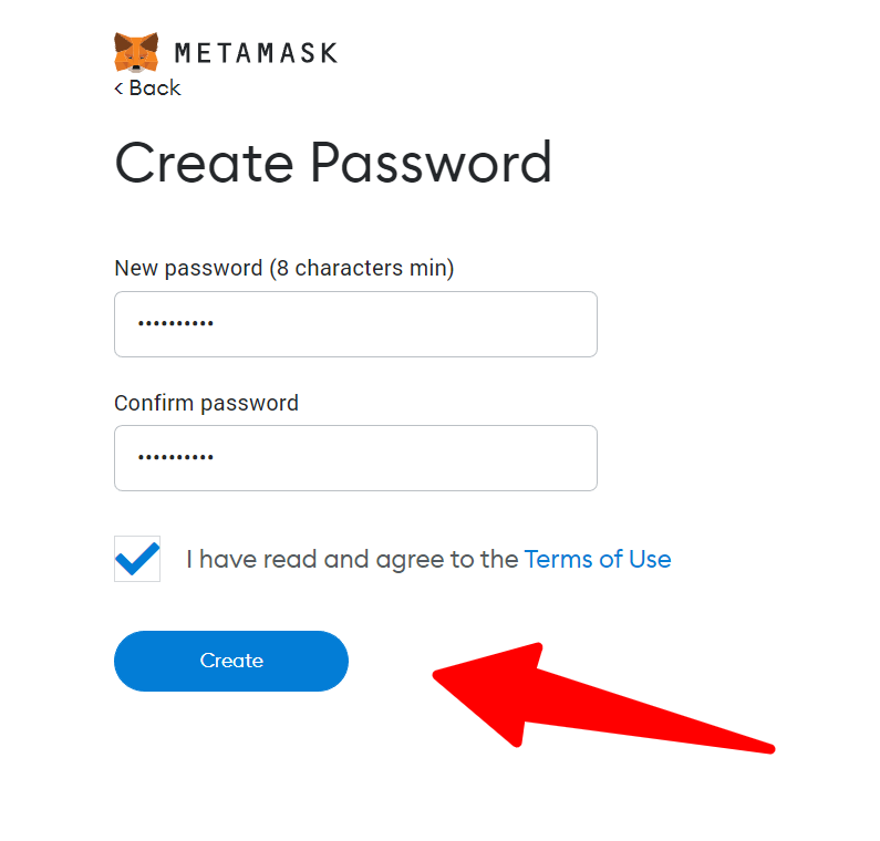 Create MetaMask password