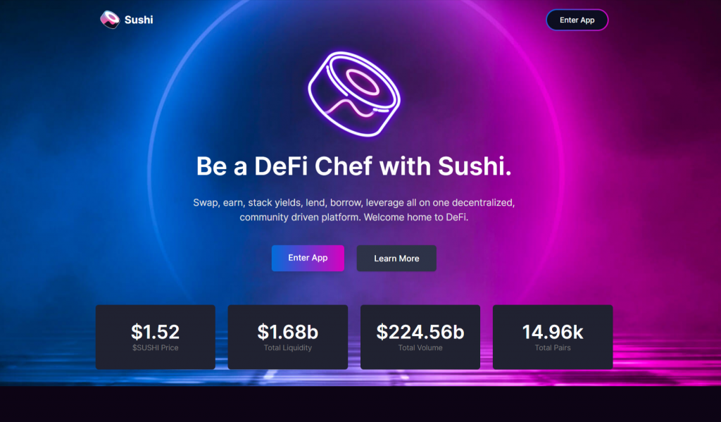 SushiSwap homepage