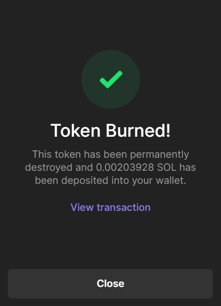 token burned
