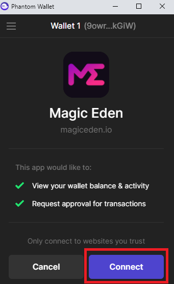 Connect to MagicEden