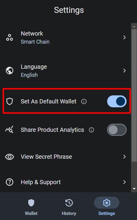 default wallet
